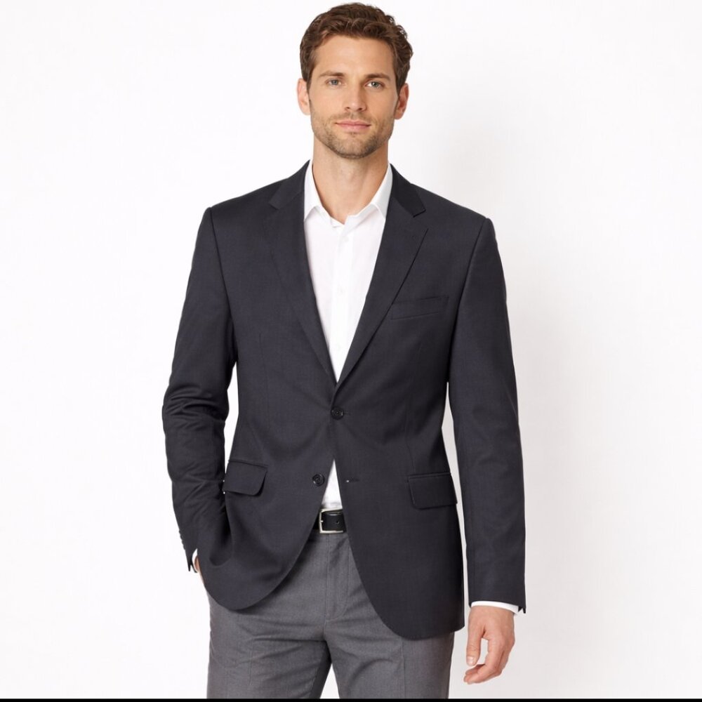 Marc Ecko Blazer 36S Navy Tailored Sport Coat Modern Slim Fit Dress Jacket Mens